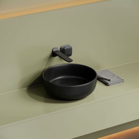Раковина из сантехнического фарфора Ceramica Nova TAYCAN CN12003MB 40х40 накладная цвет черный без отверстий под смеситель