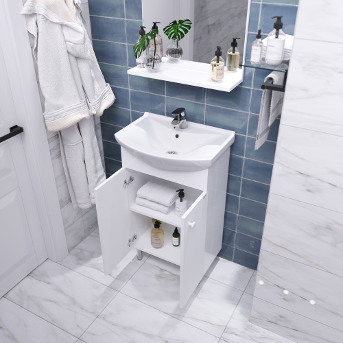 Тумба с раковиной и зеркалом Grossman Eco Line 106051-2 56х31х68 напольная цвет белый - фото 5