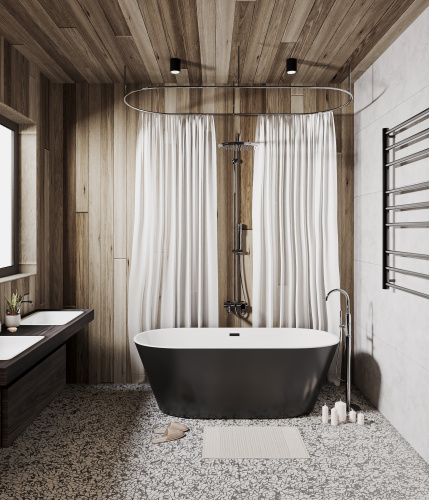 Ванна акриловая Grossman Forta GR-1503MB 170х75 отдельностоящая овальная с каркасом - фото 2