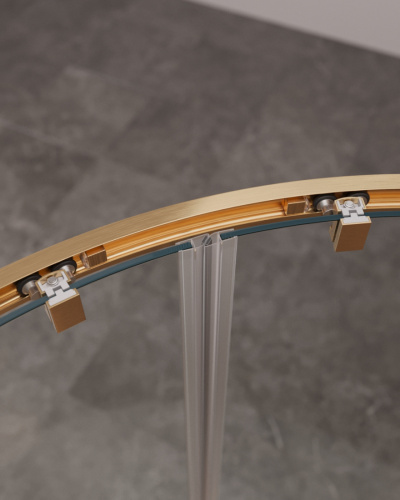 Душевой уголок Cezares MOLVENO MOLVENO-R-2-100-C-BORO-IV 100х100 стекло прозрачное профиль золото брашированное без поддона - фото 3