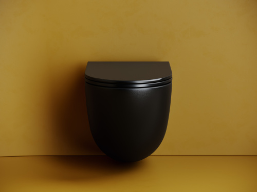 Унитаз подвесной Ceramica Nova VOGUE CN4008TMB черный матовый с сиденьем микролифт безободковый смыв торнадо - фото 4
