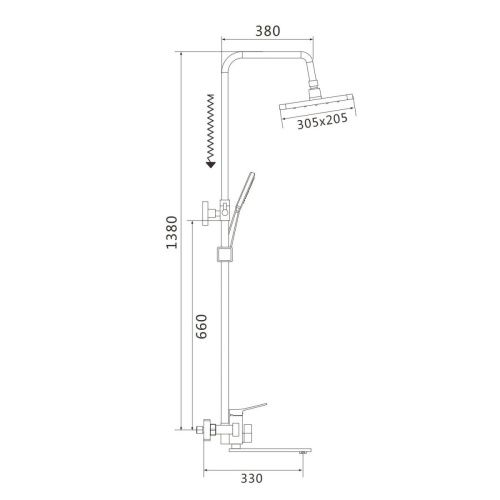 Душевая стойка Shevanik S6136 настенная цвет хром - фото 3