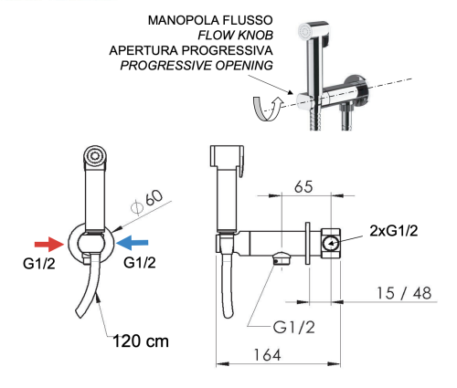 Гигиенический душ со смесителем Remer X Style N64W хром - фото 2
