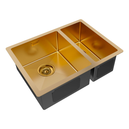 Кухонная мойка Paulmark GERBERG 59/2S UNI PM225944-BGL 34х39 цвет брашированное золото поверхность матовая - фото 2