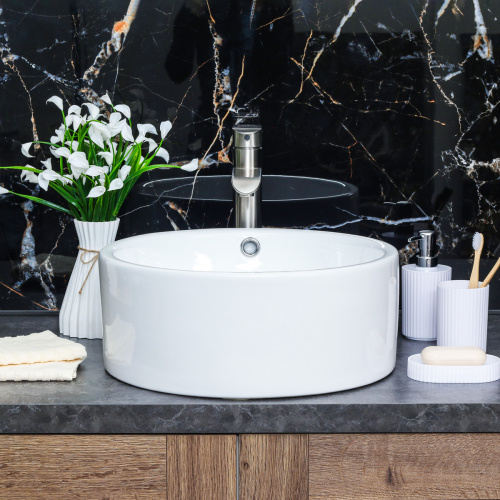 Раковина из сантехнического фарфора Melana 7076-805 42х42 накладная цвет белый без отверстий под смеситель - фото 4