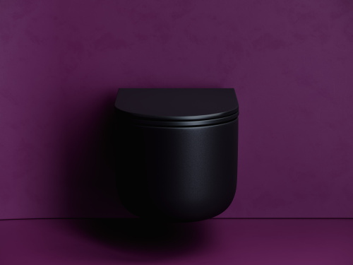 Унитаз подвесной Ceramica Nova ULMA CN4006TMB черный матовый с сиденьем микролифт безободковый смыв торнадо - фото 4