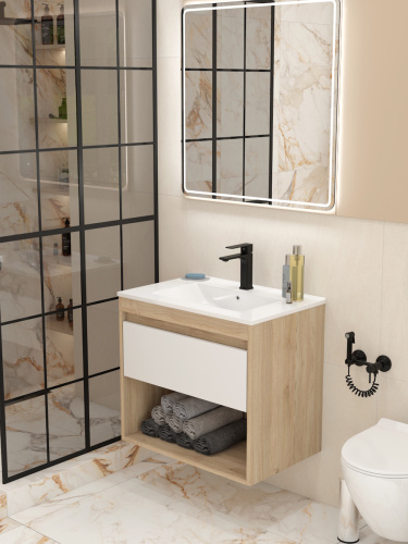 Тумба под раковину Teymi Vitra T60403 70х46х50 подвесная цвет дуб - фото 2