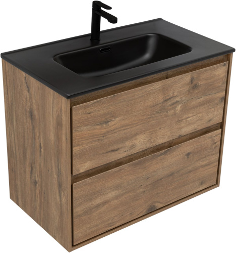 Тумба под раковину Aquanet Милан 00336379 80х45х64 подвесная цвет темное дерево - фото 3