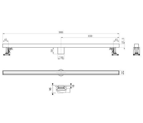 Душевой лоток Wonzon & Woghand WW-65409M-BR в пол - фото 2