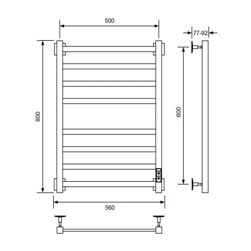Полотенцесушитель Veconi Barro-A B8050CH-A 80х80 электрический хром - фото 2