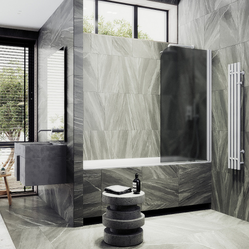 Душевая шторка на ванну Maybah Glass MGV-624-1 80х140 стекло тонированное профиль белый ориентация универсальная - фото 3