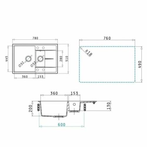 Кухонная мойка Uperwood Quartz Premium UPD-05 3910202119 80х50 цвет черный поверхность матовая - фото 5