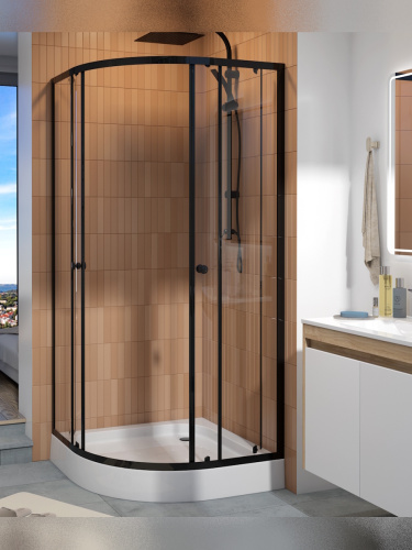 Душевой уголок Teymi Lina T00504 90х90 стекло прозрачное профиль черный с поддоном - фото 5