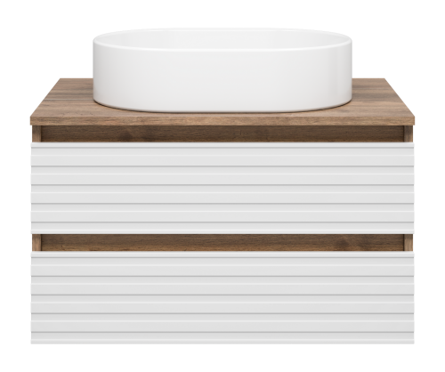 Тумба под раковину Brevita Dakota DAK-09070-19/01-2Я 70х48х43 подвесная цвет белый/коричневый - фото 2