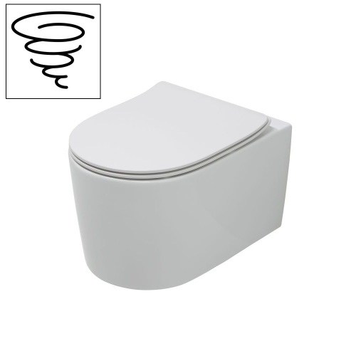 Унитаз подвесной White Ceramic Geo W10903SET01/Geo белый глянцевый с сиденьем микролифт безободковый