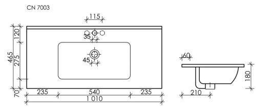 Раковина из сантехнического фарфора Ceramica Nova ELEMENT CN7003 100х50 накладная цвет белый 1 отверстие под смеситель - фото 5
