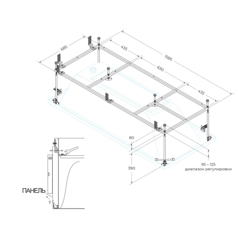 Каркас для ванны Cezares EMP-170-80-MF-R - фото 2