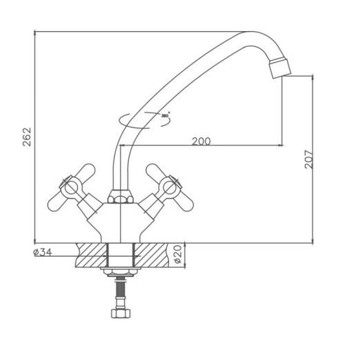 Смеситель для кухни Cron CN4725 на мойку хром - фото 3