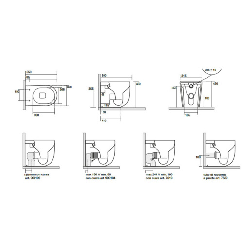 Чаша унитаза приставная Kerasan Nolita 531875 цвет коричневый матовый без сиденья безободковая каскадный смыв - фото 2