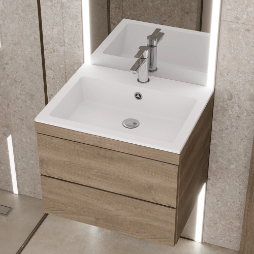 Раковина из литьевого мрамора Uperwood Megan 45481000000 60х48 полувстраиваемая цвет белый - фото 4