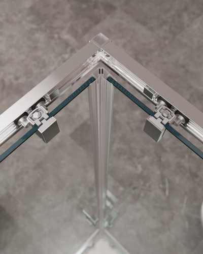 Душевой уголок Cezares MOLVENO MOLVENO-AH-21-100+30-C-Cr-IV 130х100 стекло прозрачное профиль хром глянцевый без поддона - фото 4