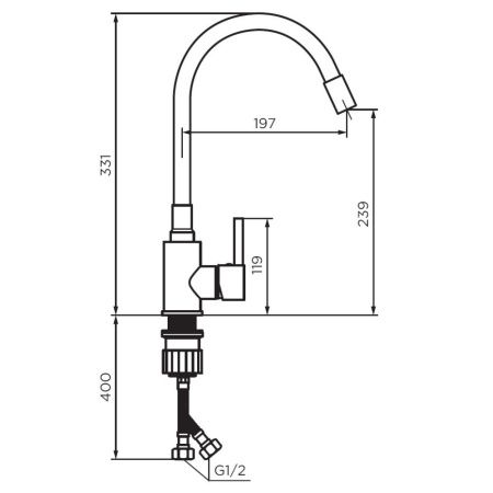 Смеситель для кухни Dorff Logic D3007633 на мойку белый/хром