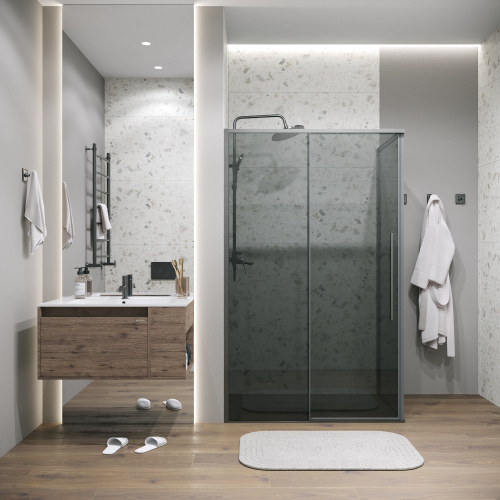 Душевая перегородка Grossman Galaxy 200.K33.01.90.42.10 90х195 стекло тонированное профиль графит - фото 4