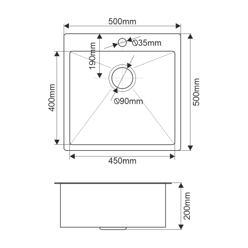 Кухонная мойка Melana ProfLine MLN-R5050HK+дозатор+коландер 50х50 цвет сатин поверхность матовая - фото 3
