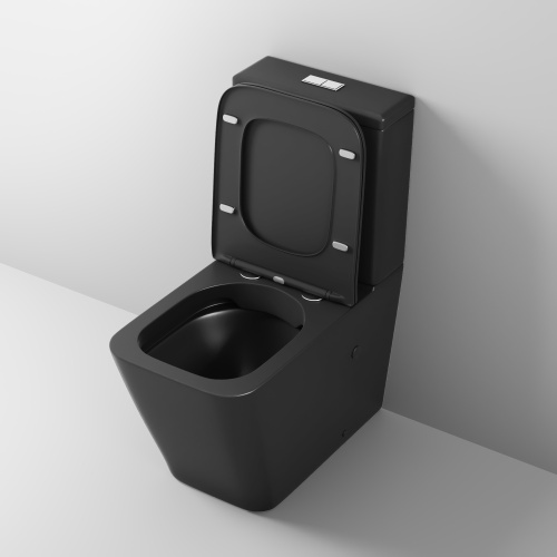 Унитаз напольный с бачком Grossman GR-4445BMS черный матовый с сиденьем микролифт безободковый каскадный смыв - фото 4