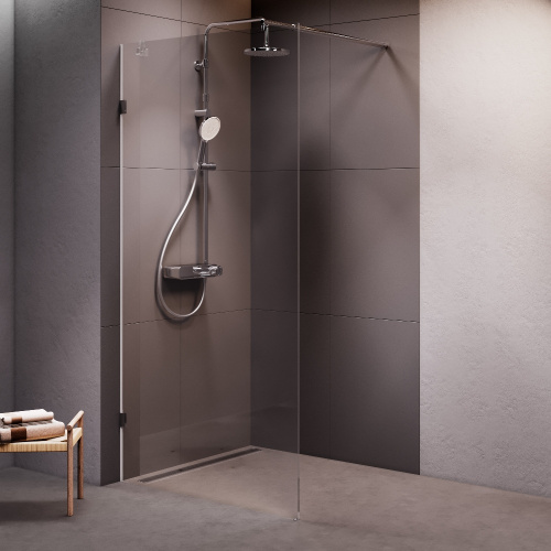 Душевая перегородка Am.Pm X-Joy W94WI-100-F1-MTE 97х195 стекло прозрачное профиль хром глянцевый