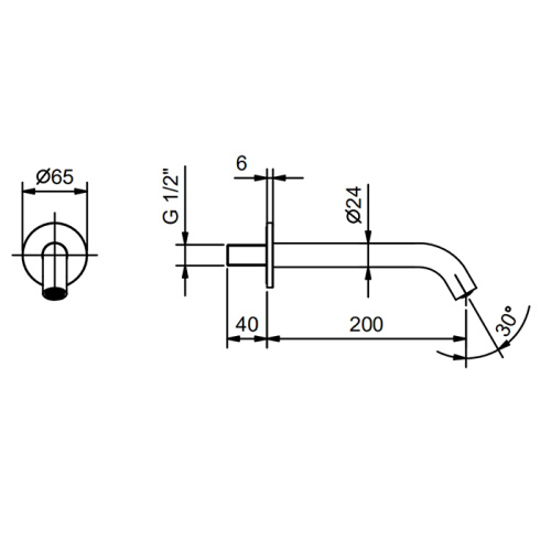 Излив Fantini Nostromo 50 13 8430 настенный черный матовый - фото 2