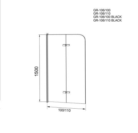 Душевая шторка на ванну Grossman GR-106110BLACK 110х150 стекло прозрачное профиль черный ориентация универсальная