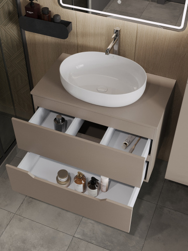 Тумба с раковиной Orange Line Li-80TuLMDF+B05-520W 81х46х68 цвет бежевый - фото 4