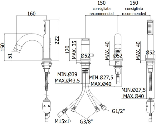 Смеситель Paffoni Joker JK040LCR на борт ванны хром - фото 2
