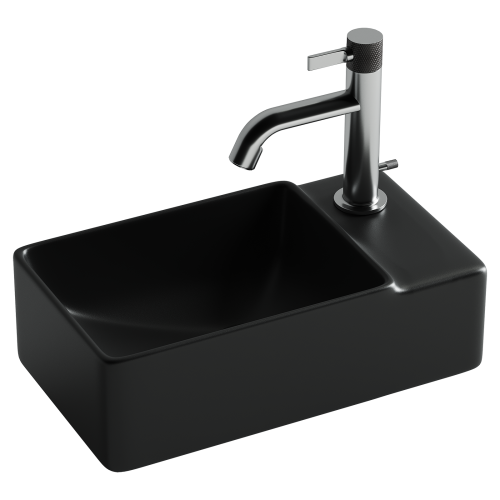 Раковина из сантехнического фарфора Ceramica Nova ELEMENT CN5045MB 40х22 подвесная цвет черный матовый 1 отверстие под смеситель - фото 4