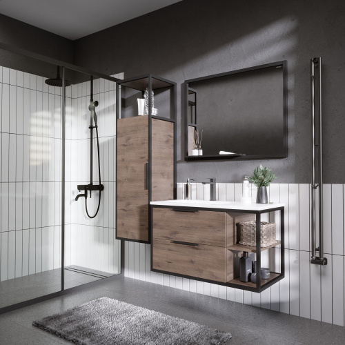 Шкаф-пенал Grossman Лофт 304001 40х37х140 подвесной цвет веллингтон/черный - фото 3