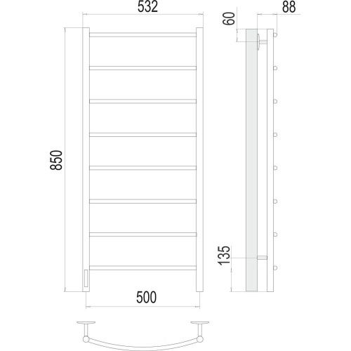 Полотенцесушитель Terminus 4670078531377 53х85 электрический хром - фото 3