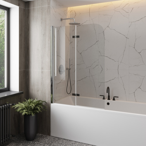 Шторка на ванну Teymi Anni T00279 100х140 стекло прозрачное профиль хром ориентация универсальная - фото 4