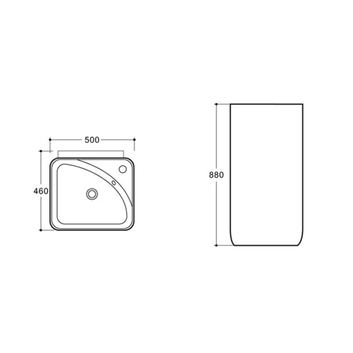 Раковина из сантехнического фарфора Vincea VBS-2P202 50х46 напольная цвет белый 1 отверстие под смеситель - фото 5