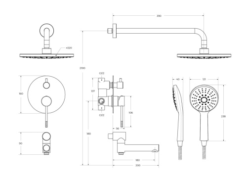 Душевая система Cezares RELAX RELAX-VDSET-01 встраиваемая цвет хром - фото 3