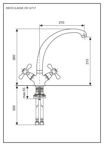 Смеситель для кухни Emmevi Deco Classic 12717/CR на раковину хром - фото 2