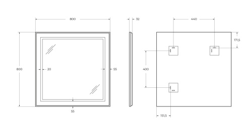 Зеркало в ванную BelBagno Kraft SPC-KRAFT-800-800-SENS-AL 80х80 цвет серый - фото 5