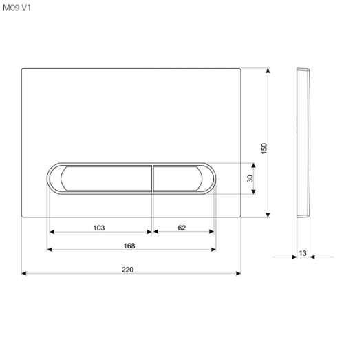 Клавиша смыва механическая KK POL M09 350/PBG/050-00-00 цвет брашированное золото - фото 2