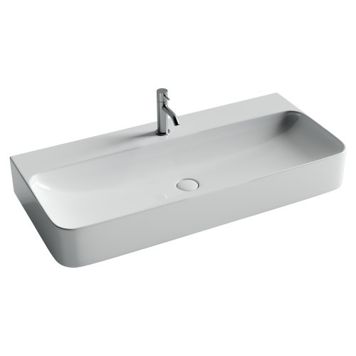 Раковина из сантехнического фарфора Ceramica Nova AURA CN2007 100х47 подвесная цвет белый 1 отверстие под смеситель - фото 4