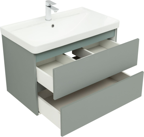 Тумба под раковину Aquanet Вега 2.0 00337961 79х46х50 подвесная цвет зеленый/серый - фото 2