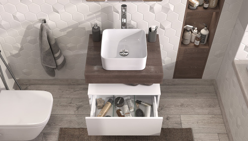 Тумба Velvex UNIT tpUNI.60.H27.Y-211 60х48х27 подвесная цвет белый матовый - фото 4