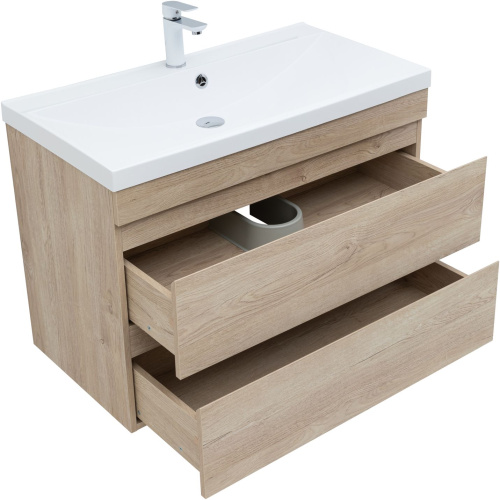Тумба под раковину Aquanet Нота NEW 00334199 89х47х61 подвесная цвет светлое дерево - фото 3