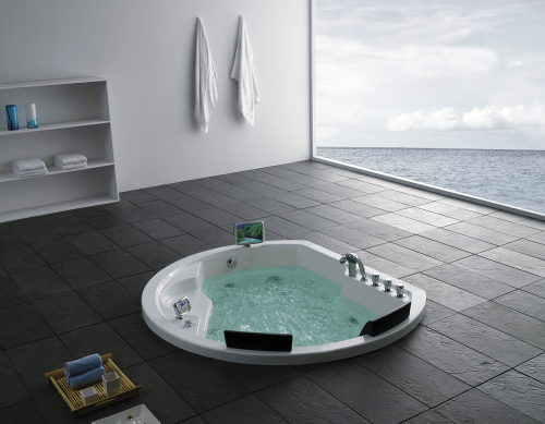 Ванна акриловая гидромассажная Gemy G9053 O 185х162 встраиваемая овальная с каркасом - фото 2