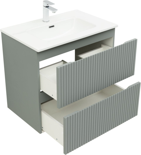 Тумба под раковину Aquanet Джейн (Flat) 00335433 70х46х64 подвесная цвет зеленый/серый - фото 4