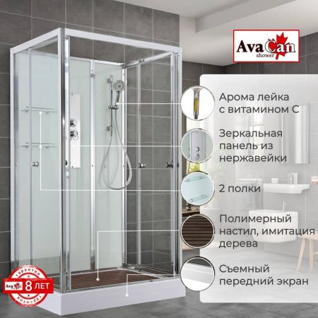 Душевая кабина AvaCan V V2810N 100х80 прямоугольная без крыши ориентация универсальная